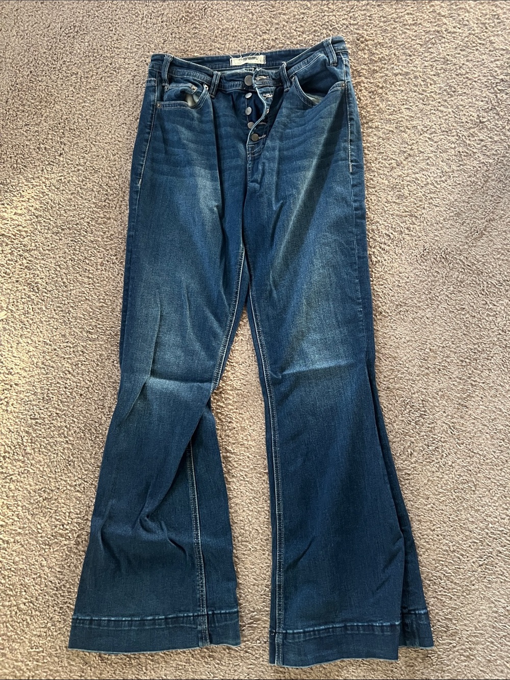Wide Leg Flare Jeans in Dark Blue - Women's